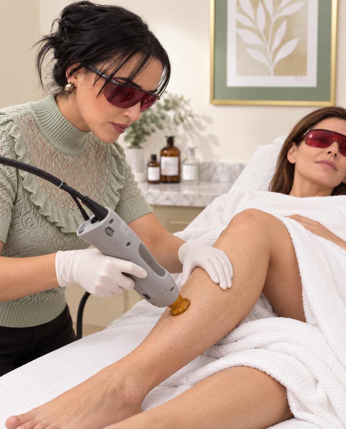 Lower leg laser hair removal treatment